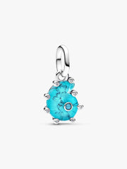 Blue Murano Glass Sea Snail Dangle Charm Sterling silver