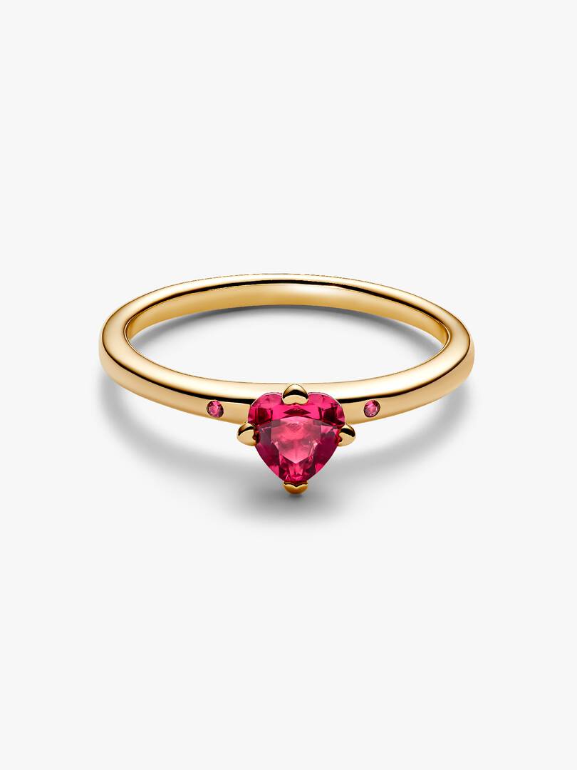 Sparkling Red Heart Ring 14k gold plating