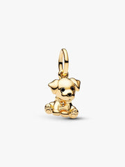 Labrador Puppy Dog Dangle Charm 14k gold plating