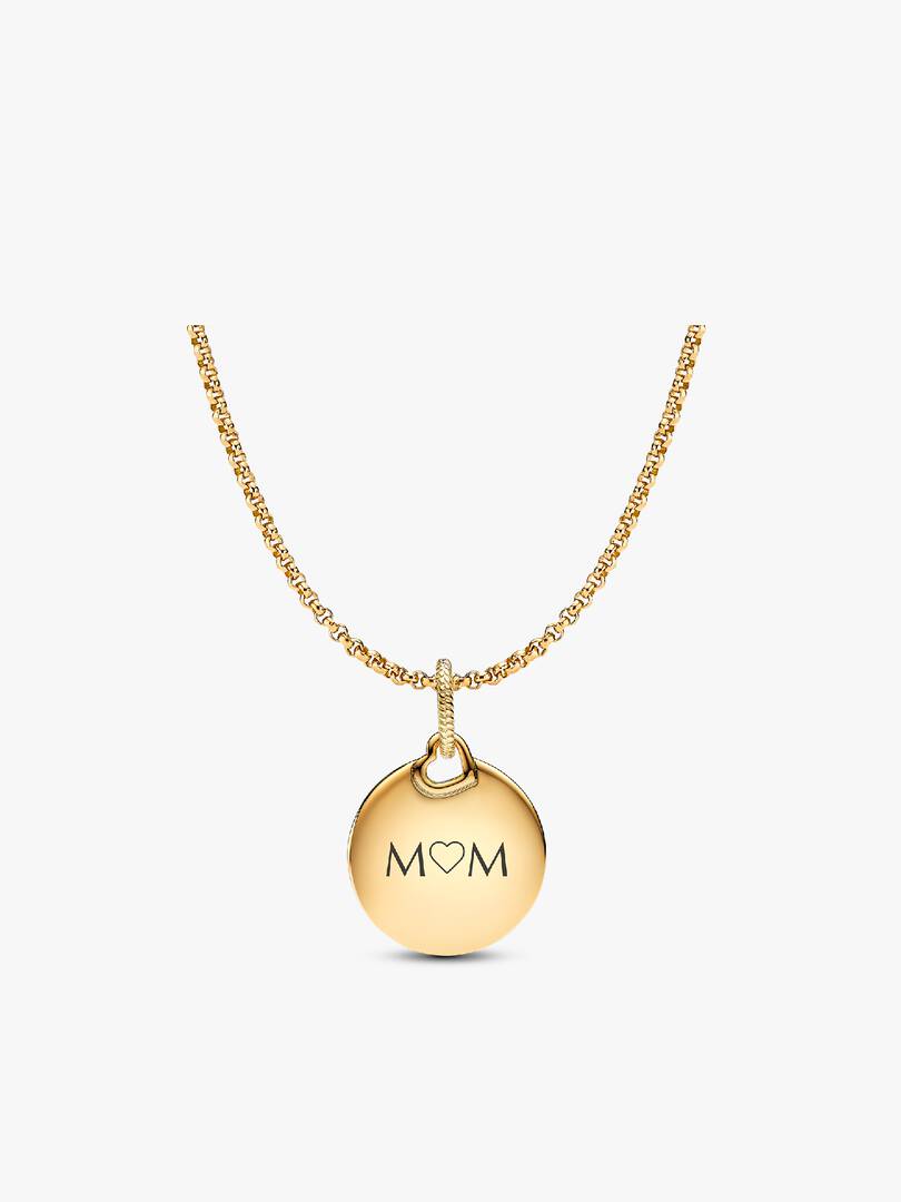 Engravable Round Tag Dangle Charm Necklace Set 2 Quantity