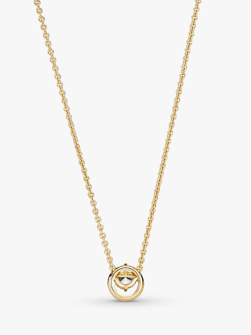 Sparkling Round Halo Pendant Collier Necklace 14k gold plating