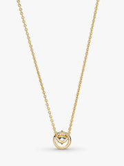 Sparkling Round Halo Pendant Collier Necklace 14k gold plating