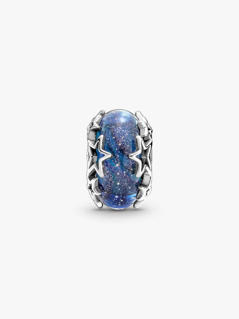 Galaxy Blue & Star Murano Charm Sterling silver
