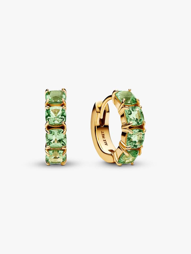 Green Hoop Earrings 14k gold plating