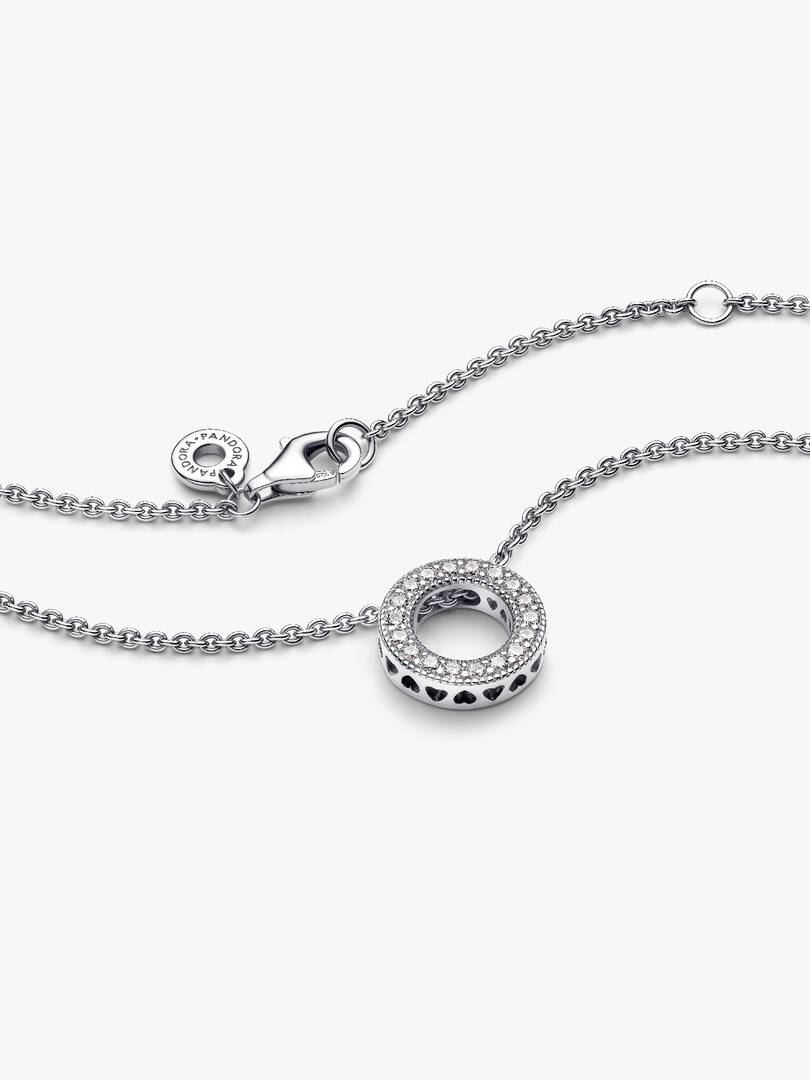Pandora Logo Pavé Circle Collier Necklace Sterling silver