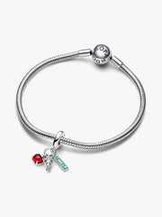 NYC Apple, Torch and Street Sign Triple Dangle Charm Sterling silver