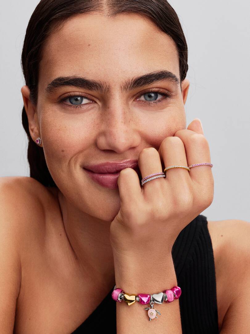 Sparkling Pink Band Ring Sterling silver