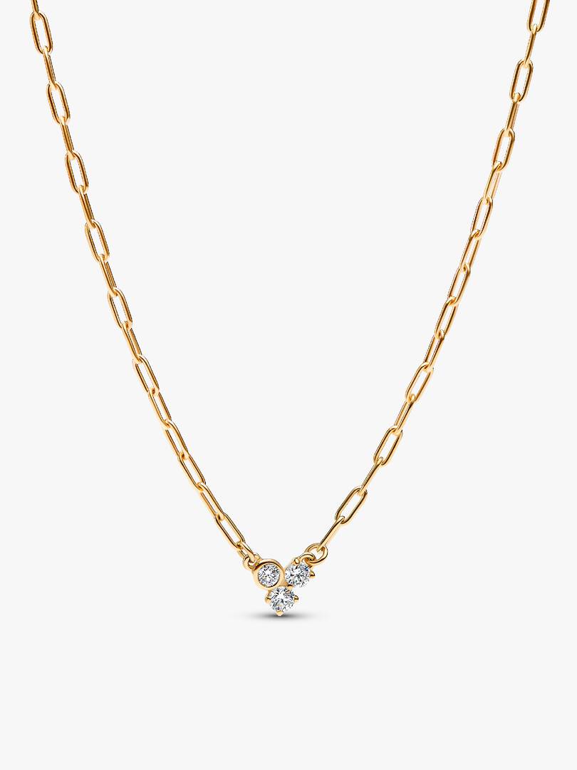 Lab-Grown Diamond Cluster Paperclip Necklace & Bracelet Set 2 Quantity