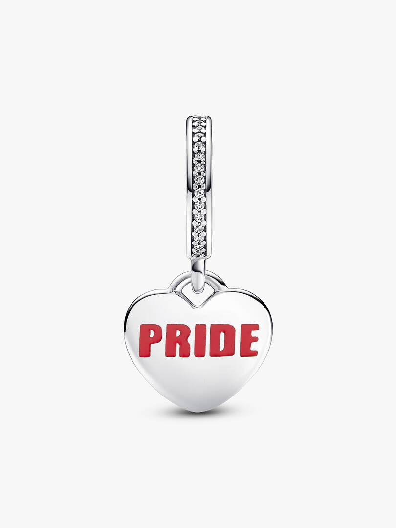 Pride Rainbow Heart Dangle Charm Sterling silver