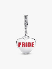 Pride Rainbow Heart Dangle Charm Sterling silver