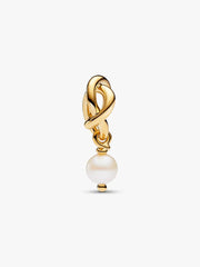 Treated Freshwater Cultured Pearl Eternity Circle Dangle Charm 14k gold plating
