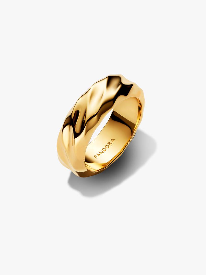 Rippled Wide Band Ring 14k gold plating