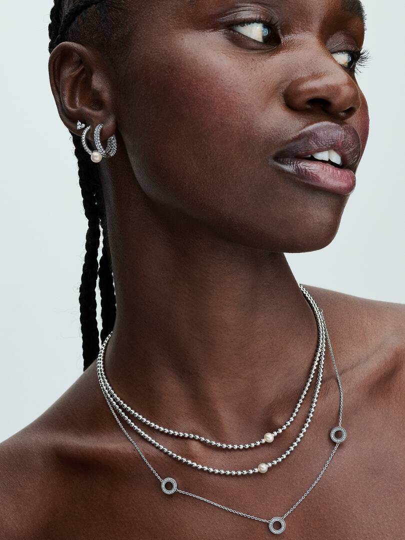 FINAL SALE - Pavé Circles Chain Necklace Sterling silver