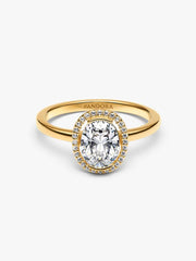 Oval Sparkling Halo Ring 14k gold plating