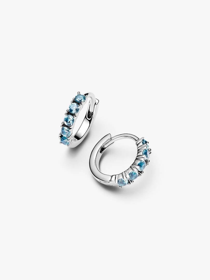 Light Blue Huggie Earrings Sterling silver
