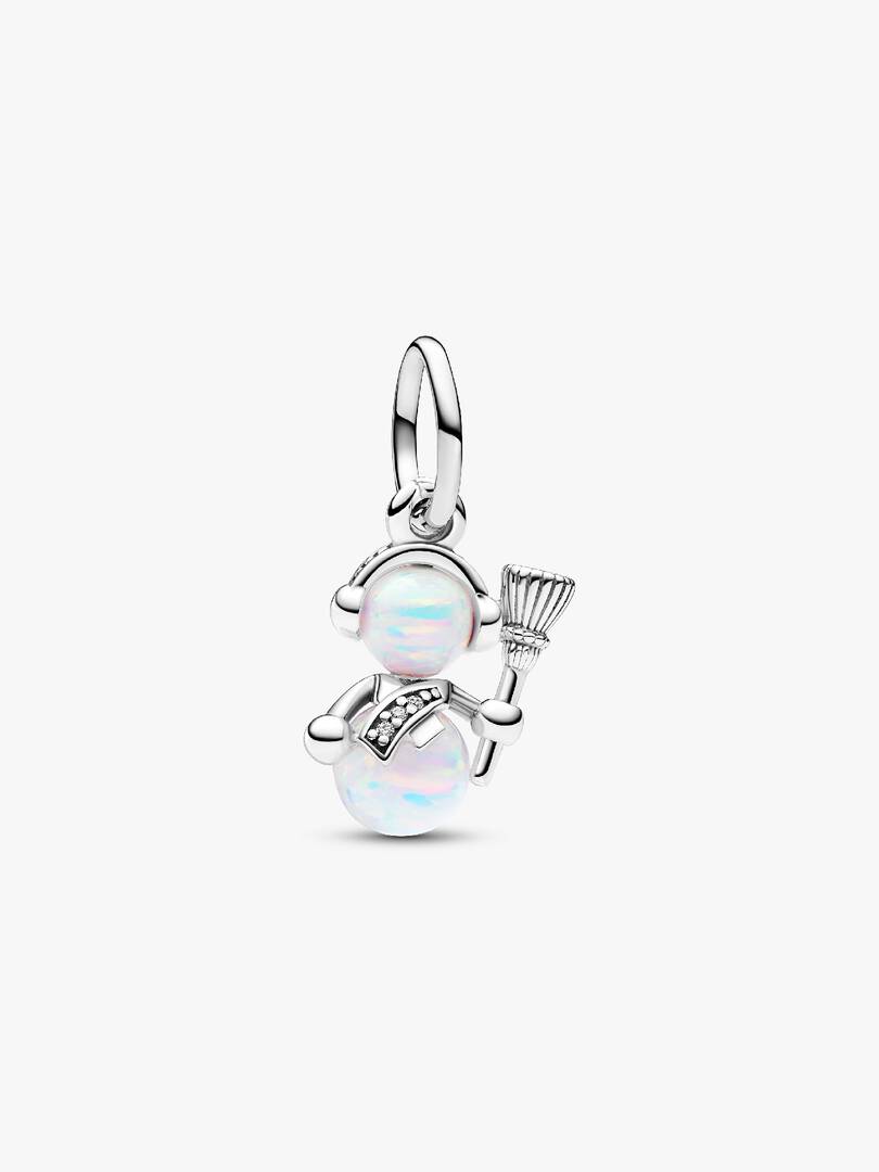 Opalescent Snowman Dangle Charm Sterling silver