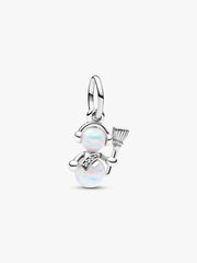 Opalescent Snowman Dangle Charm Sterling silver