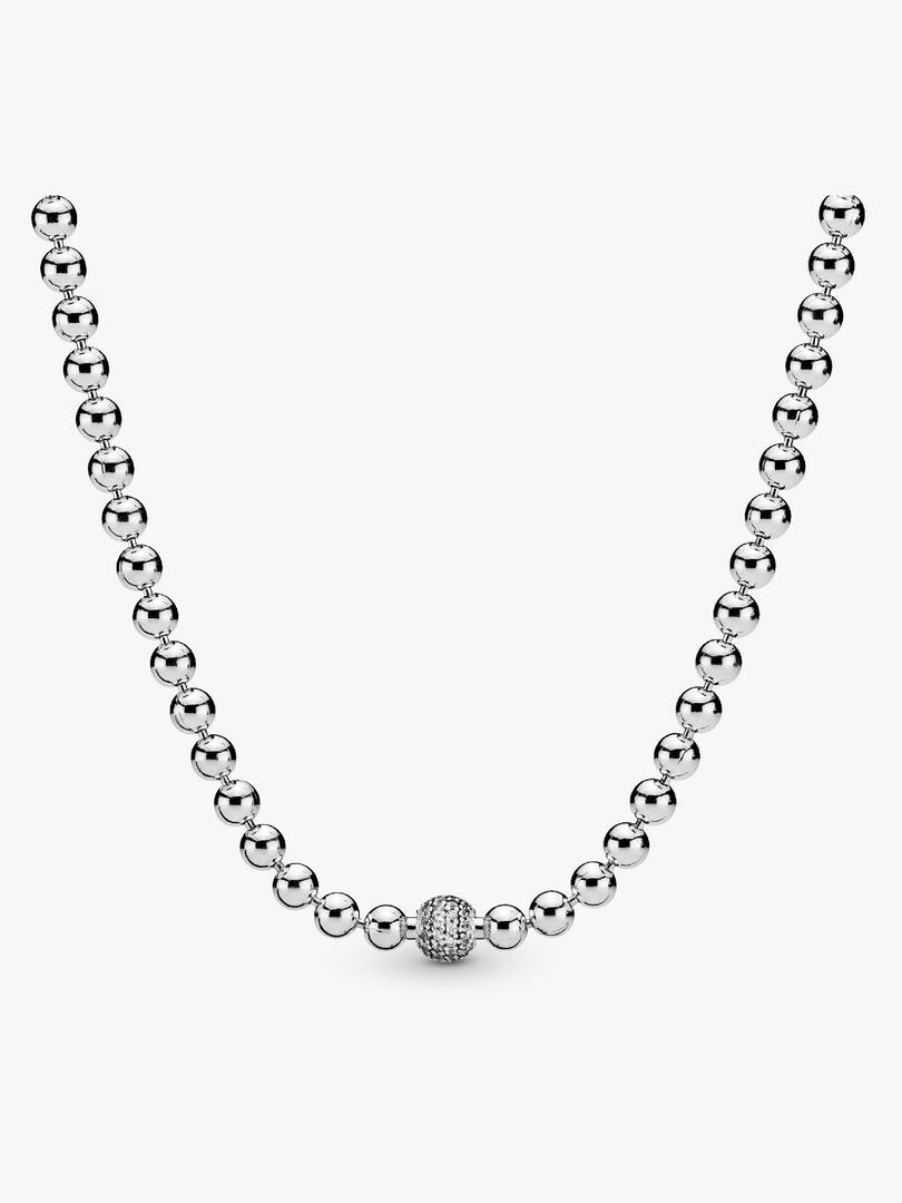 Beads & Pavé Necklace Sterling silver