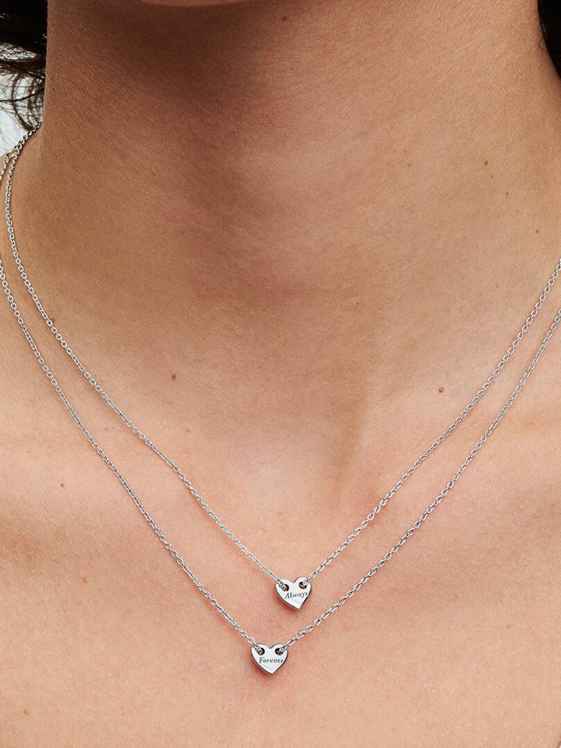 FINAL SALE - Forever & Always Splittable Heart Collier Necklaces Sterling silver