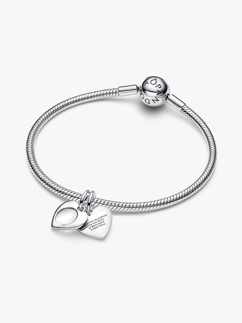 FINAL SALE - Engravable Heart Magnifying Glass Double Dangle Charm Sterling silver