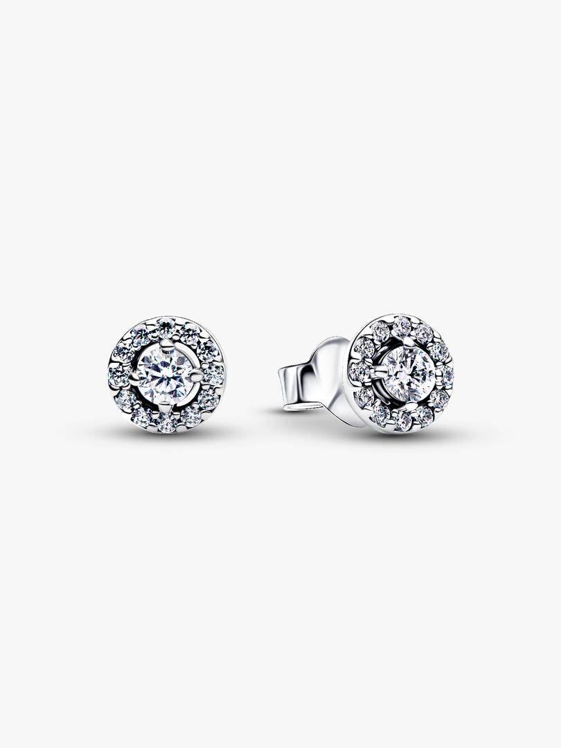 Round Pavé Halo Stud Earrings Sterling silver