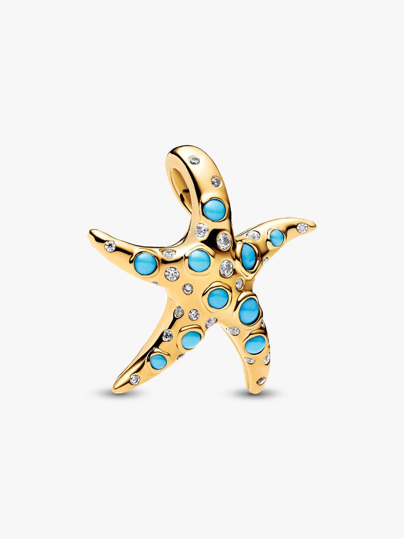 FINAL SALE - Sparkling Blue Starfish Dangle Charm 14k gold plating