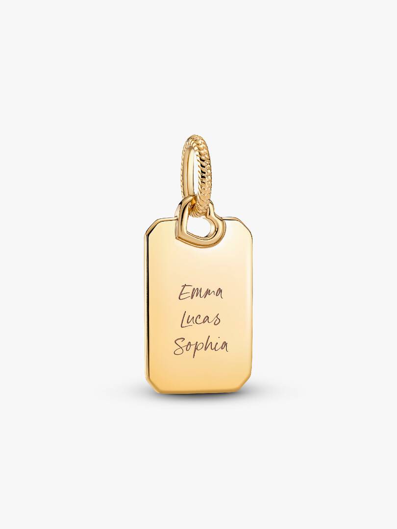 Engravable Rectangle Tag Pendant 14k gold plating