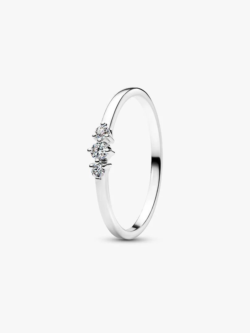 Pandora Era Lab-Grown Diamond Triple Stone Ring 0.09 ct TW, 14k white gold