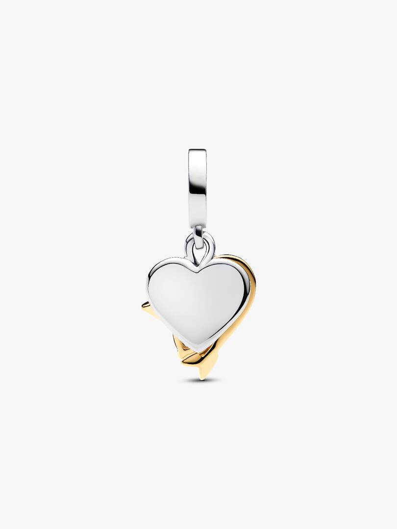 Engravable Heart & Arrow Double Dangle Charm Sterling silver, 14k gold plating
