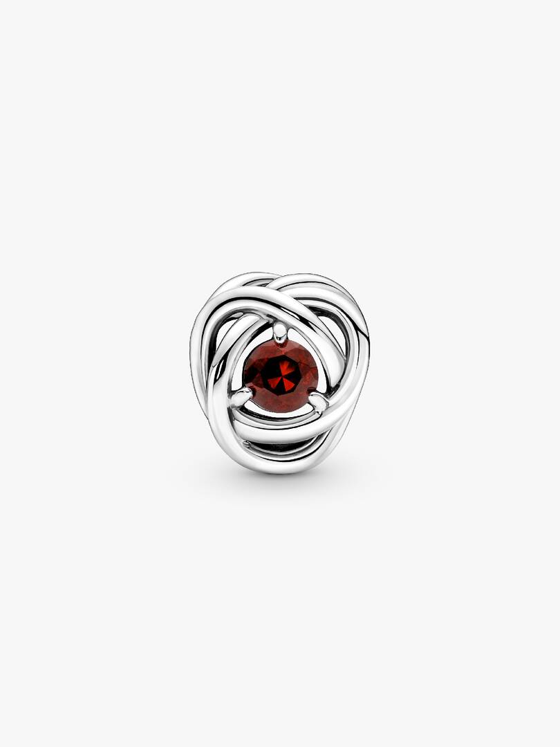 January Red Eternity Circle Charm Sterling silver