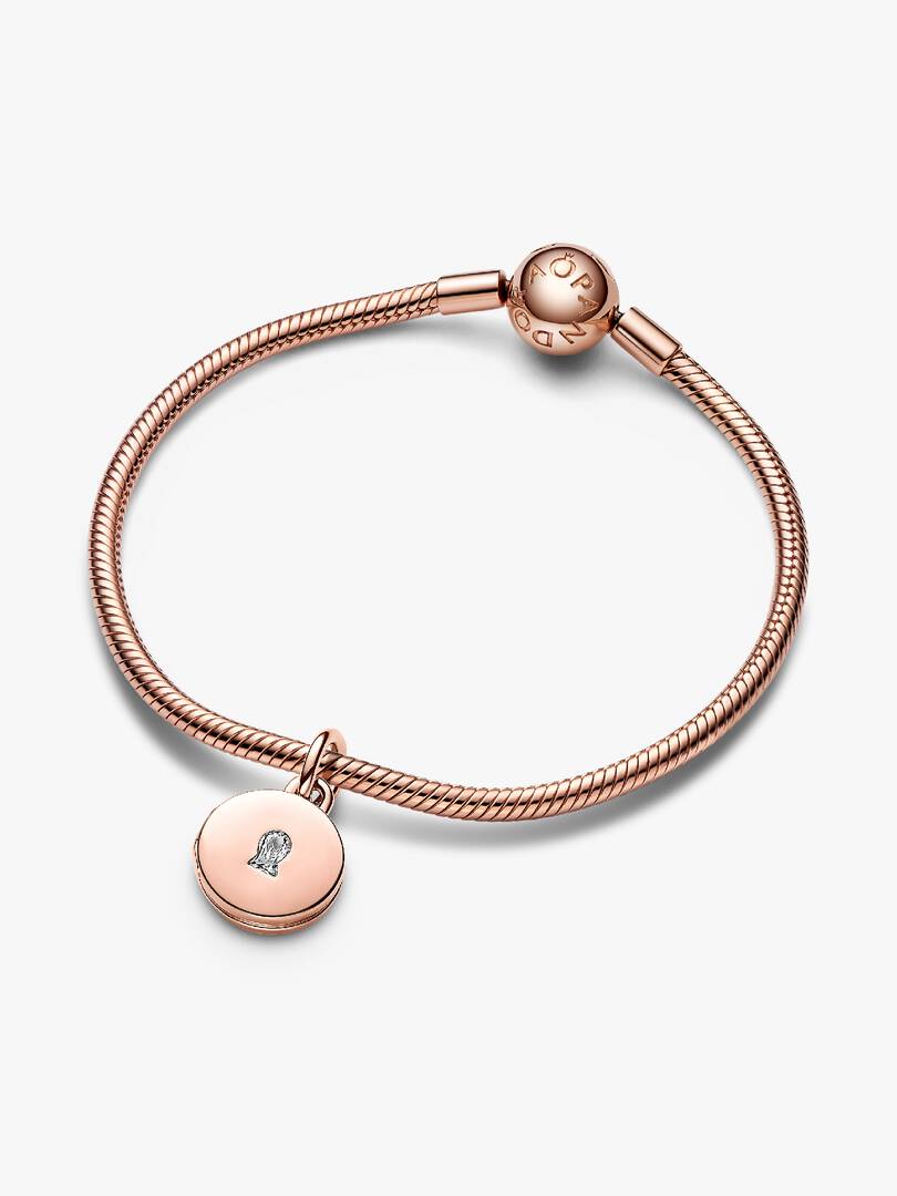 Openable & Engravable Love Locket Dangle Charm 14k rose gold plating