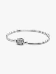 FINAL SALE - Pandora Moments Sparkling Pavé Clasp Snake Chain Bracelet Sterling silver