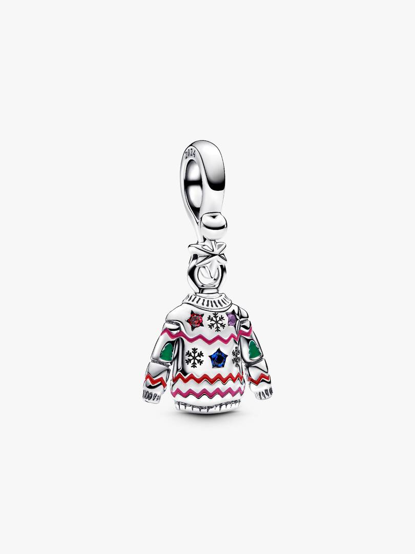 Christmas Sweater Dangle Charm Sterling silver