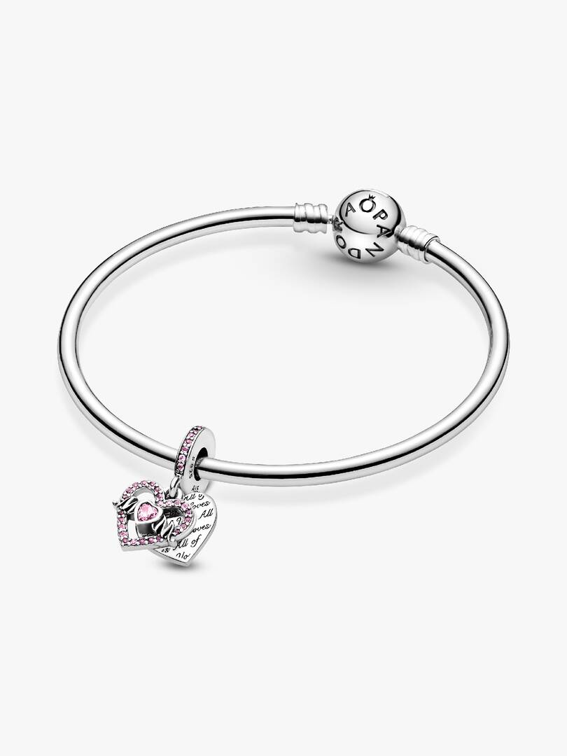 Heart & Mom Dangle Charm Sterling silver