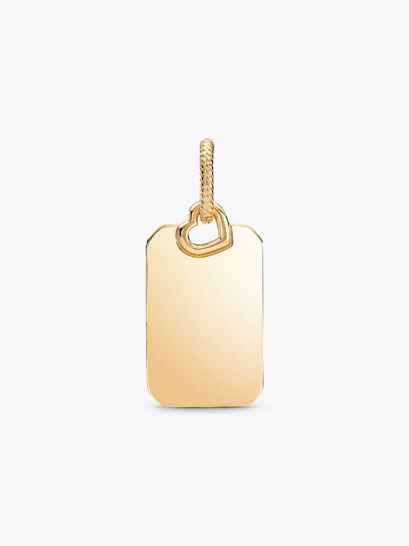Engravable Rectangle Tag Pendant 14k gold plating