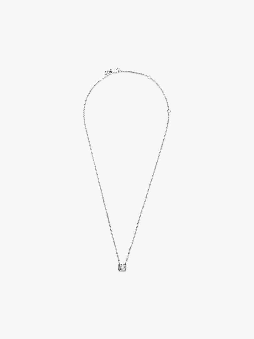 Square Sparkle Halo Necklace Sterling silver
