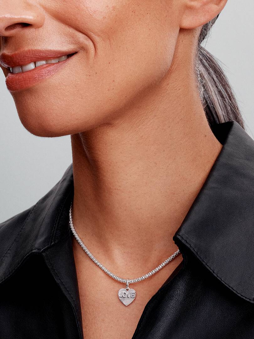 Engravable Love Heart Dangle Charm Sterling silver