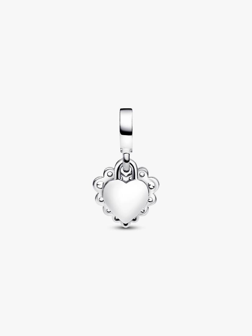Sparkling Heart Double Dangle Charm Sterling silver