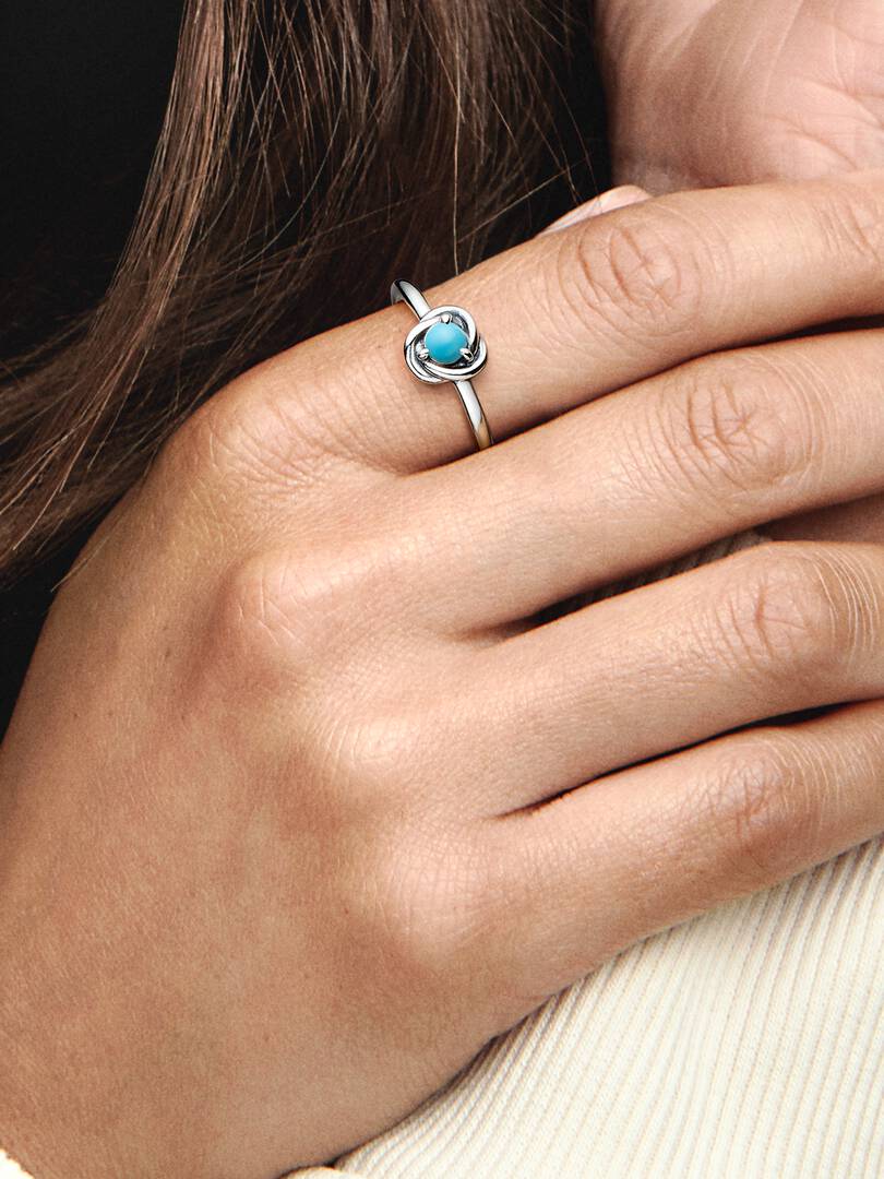 December Turquoise Blue Eternity Circle Ring Sterling silver