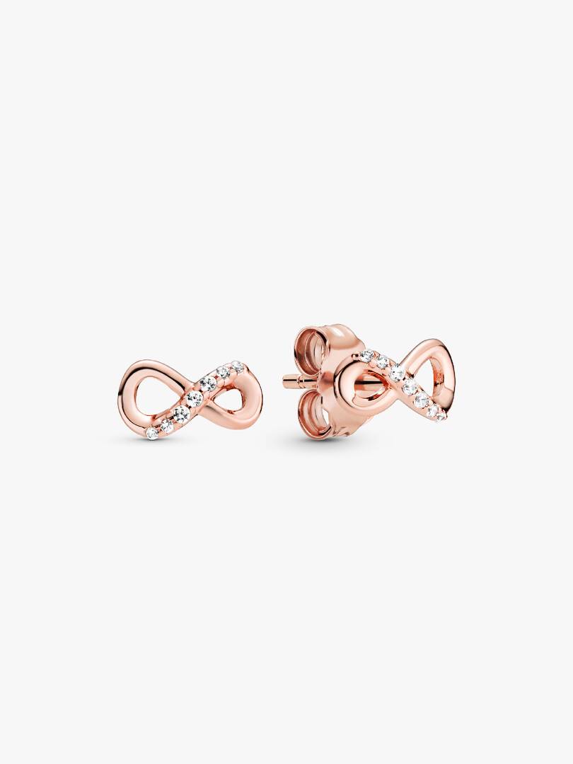 FINAL SALE - Sparkling Infinity Stud Earrings 14k rose gold plating