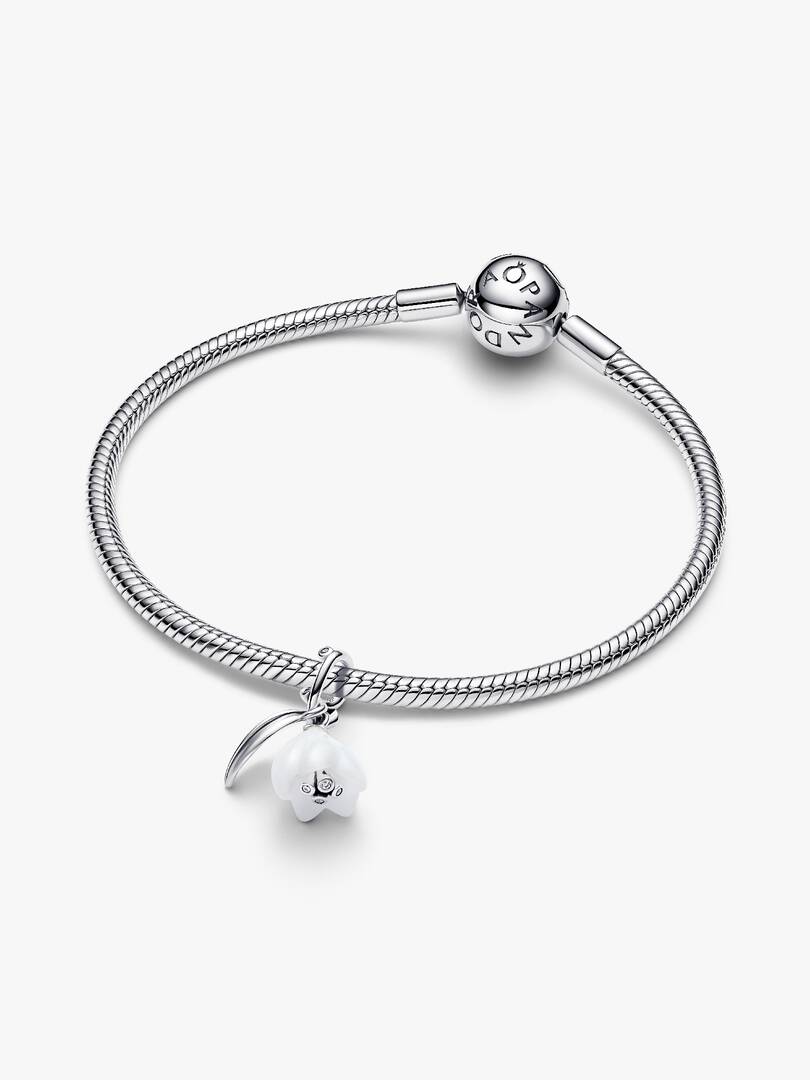 Snowdrop Flower Dangle Charm Sterling silver