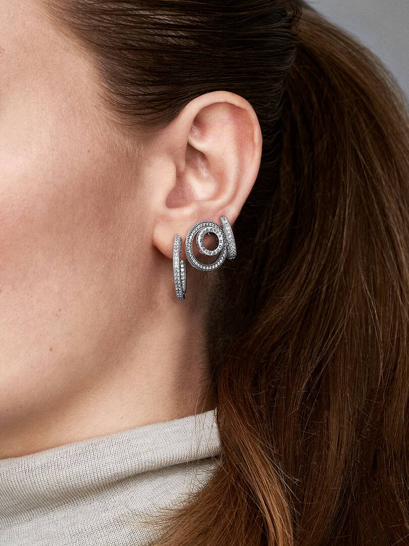 Pavé Heart Hoop Earrings Sterling silver
