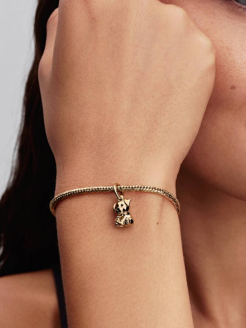 Labrador Puppy Dog Dangle Charm 14k gold plating