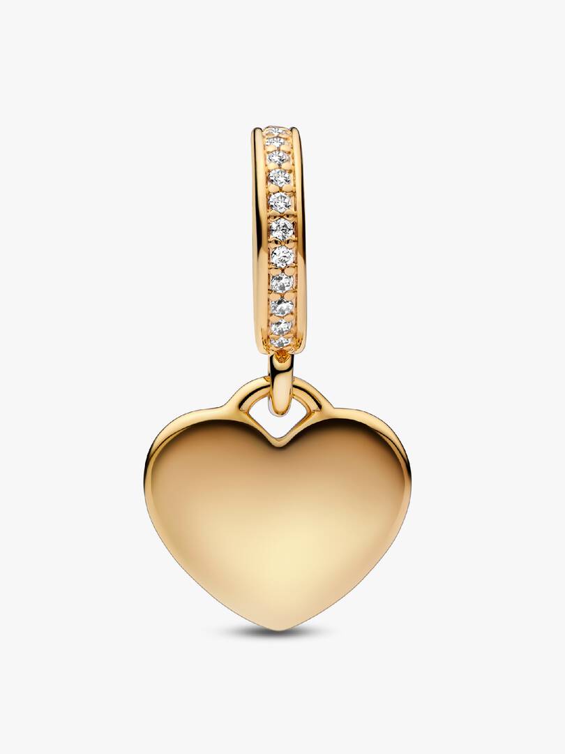 Engravable Heart Tag Dangle Charm 14k gold plating