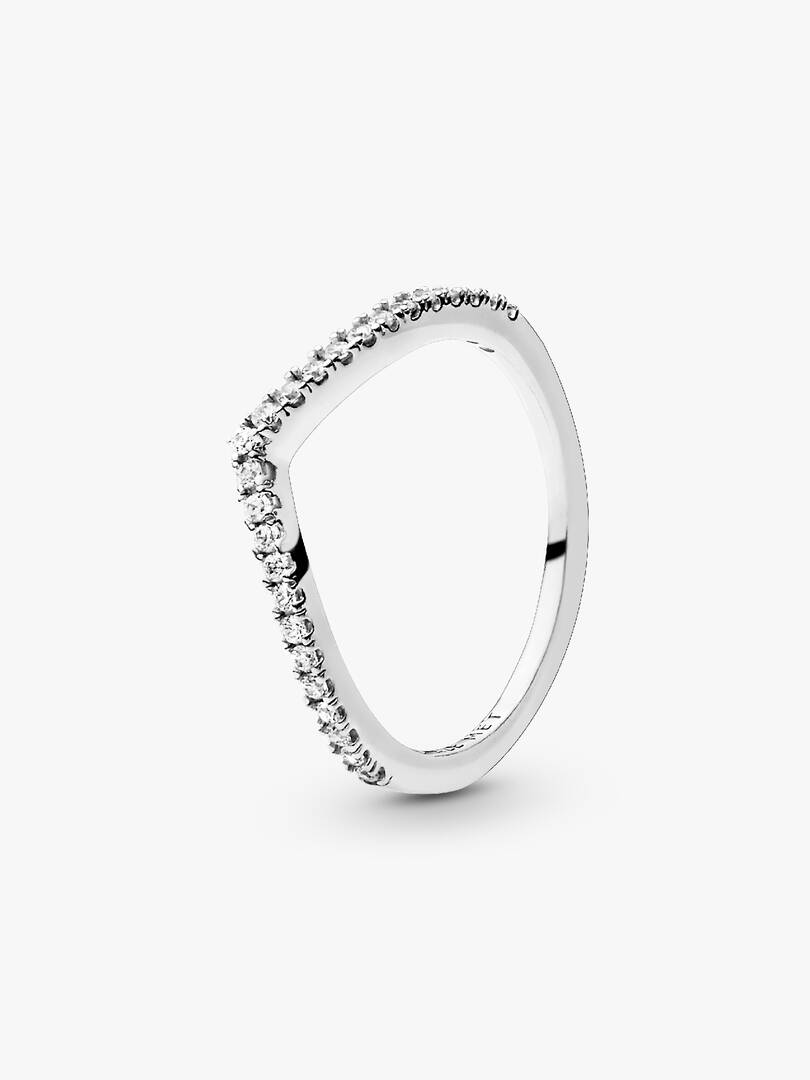 Sparkling Wishbone Ring Sterling silver
