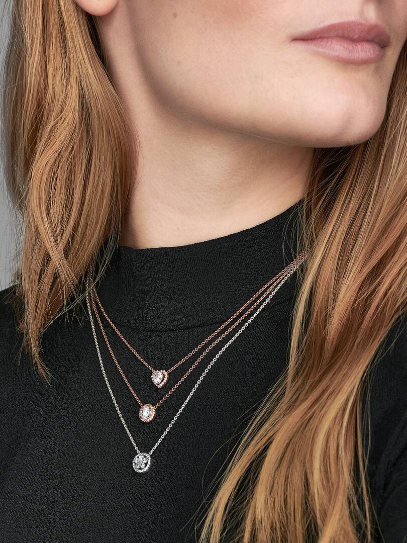 Sparkling Heart Collier Necklace 14k rose gold plating