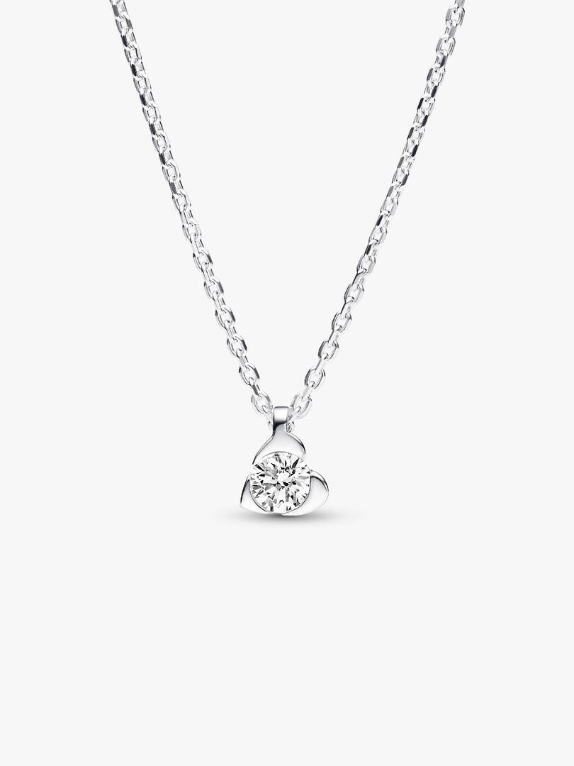 FINAL SALE - Pandora Talisman Sterling Silver Lab-grown Diamond Heart Pendant Necklace 0.25 ct TW, Sterling silver