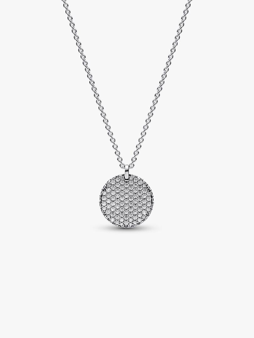 FINAL SALE - Pandora Timeless Pavé Round Pendant Necklace Sterling silver