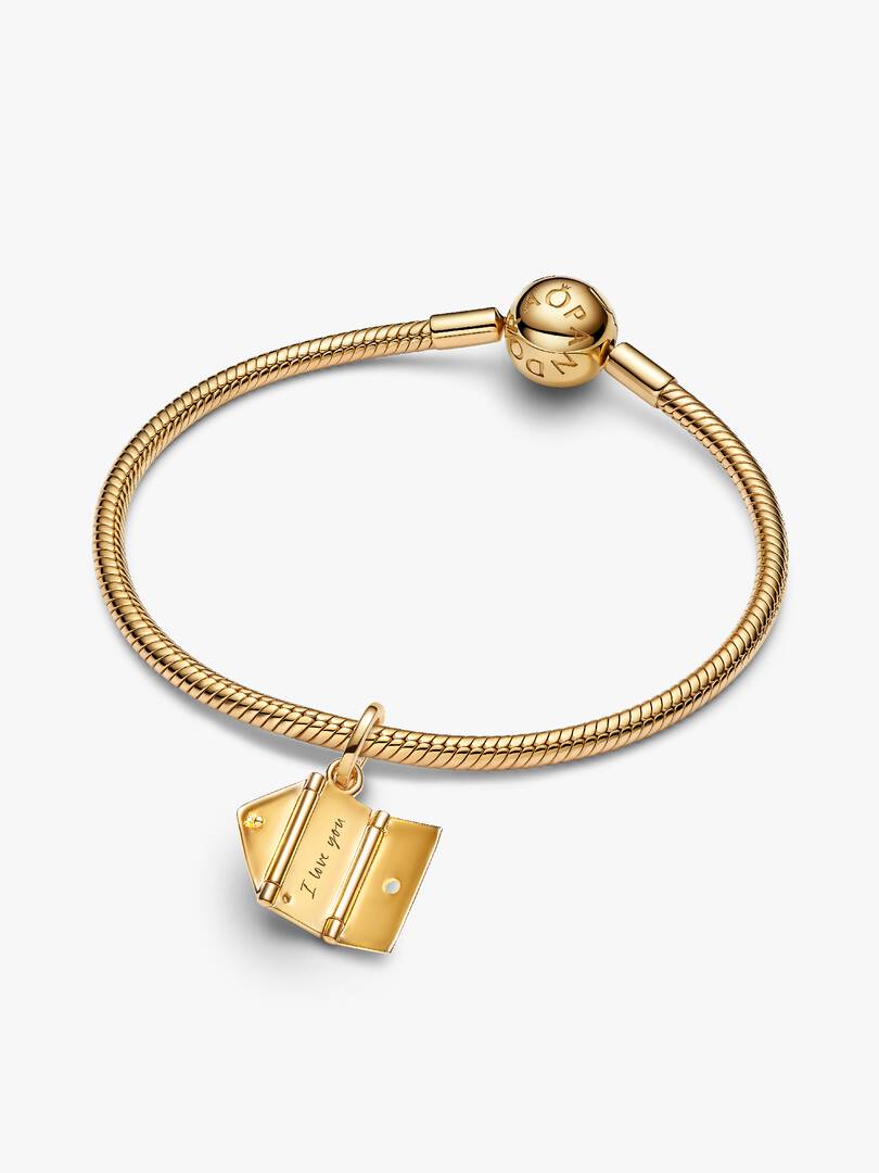 Engravable & Openable Envelope Dangle Charm 14k gold plating
