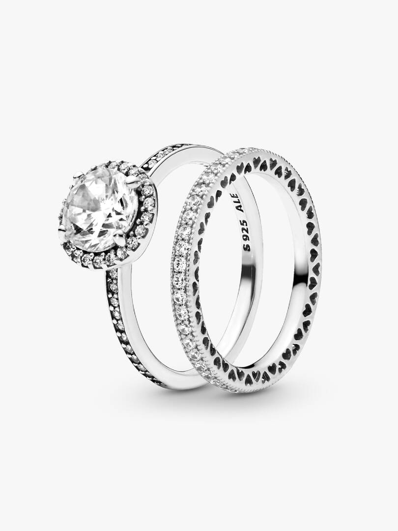 True Elegance Round Halo Ring Set 2 Quantity